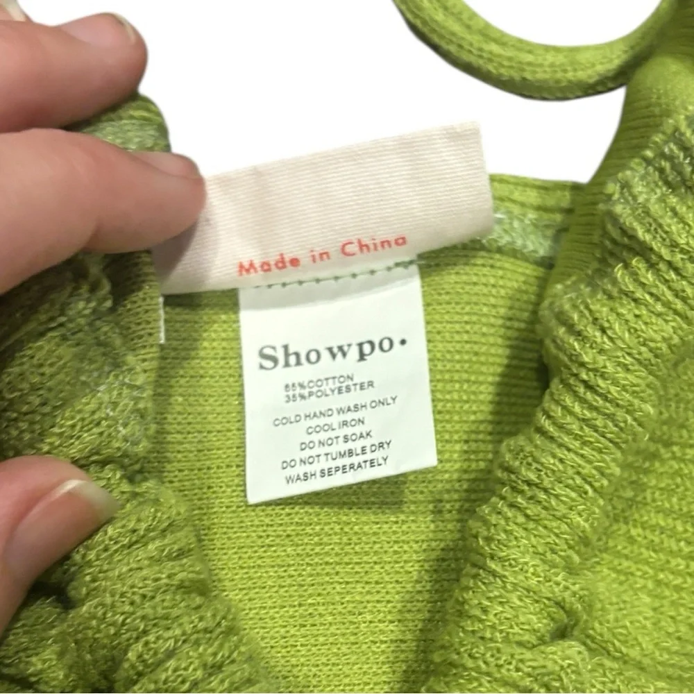 Showpo Lime Green Two-Piece set size 2, stretchy cozy loungewear pull on pants